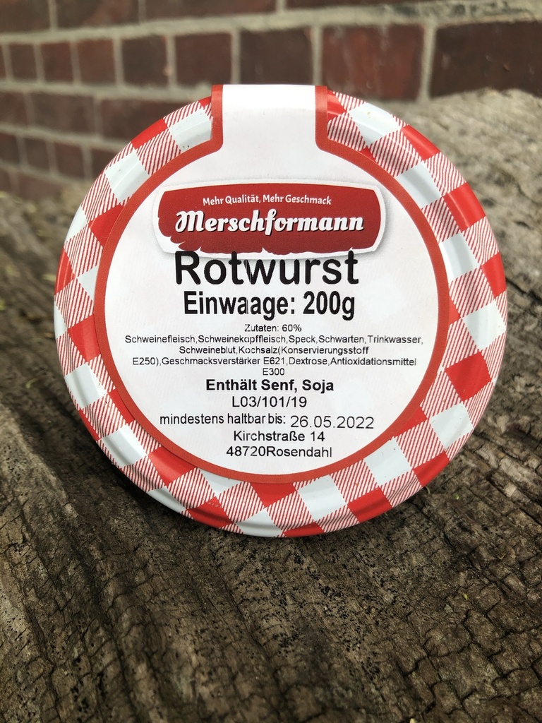 Rotwurst im Glas 200g