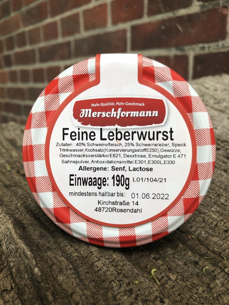 Feine Leberwurst 200g von Merschformann im Glas  