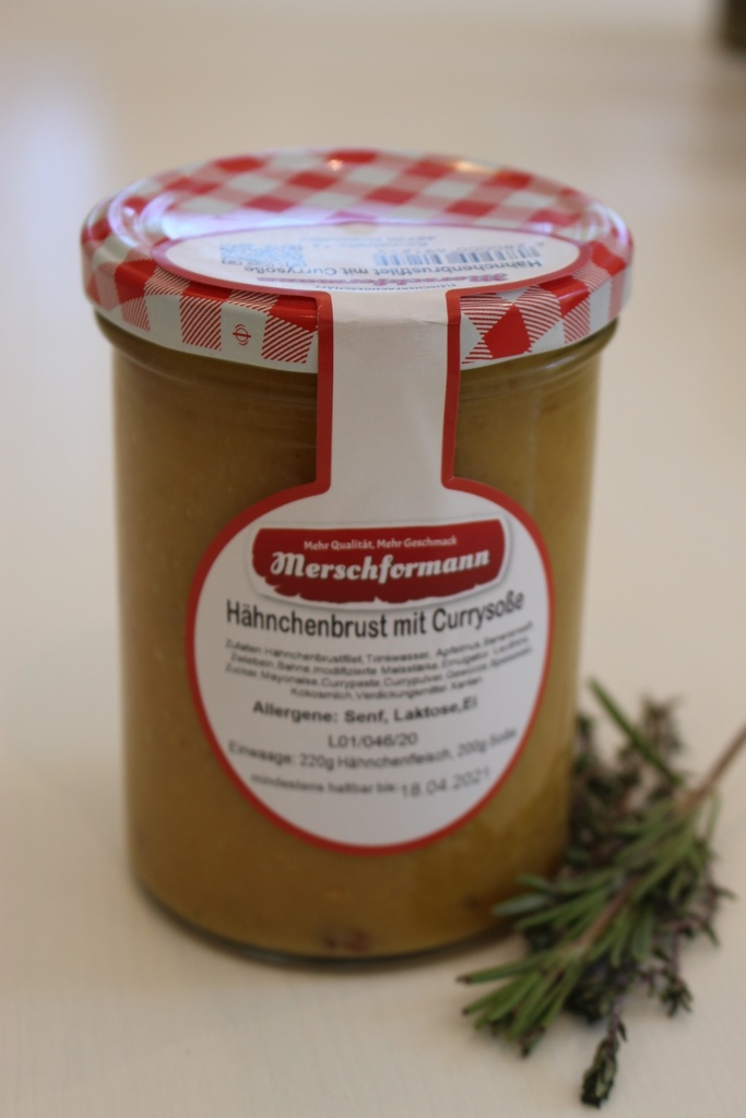 Hähnchenbrust mit Currysoße im Glas 400g von Merschformann 