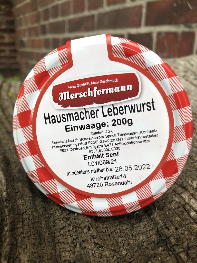 Hausmacher Leberwurst 200g von Merschformann im Glas 