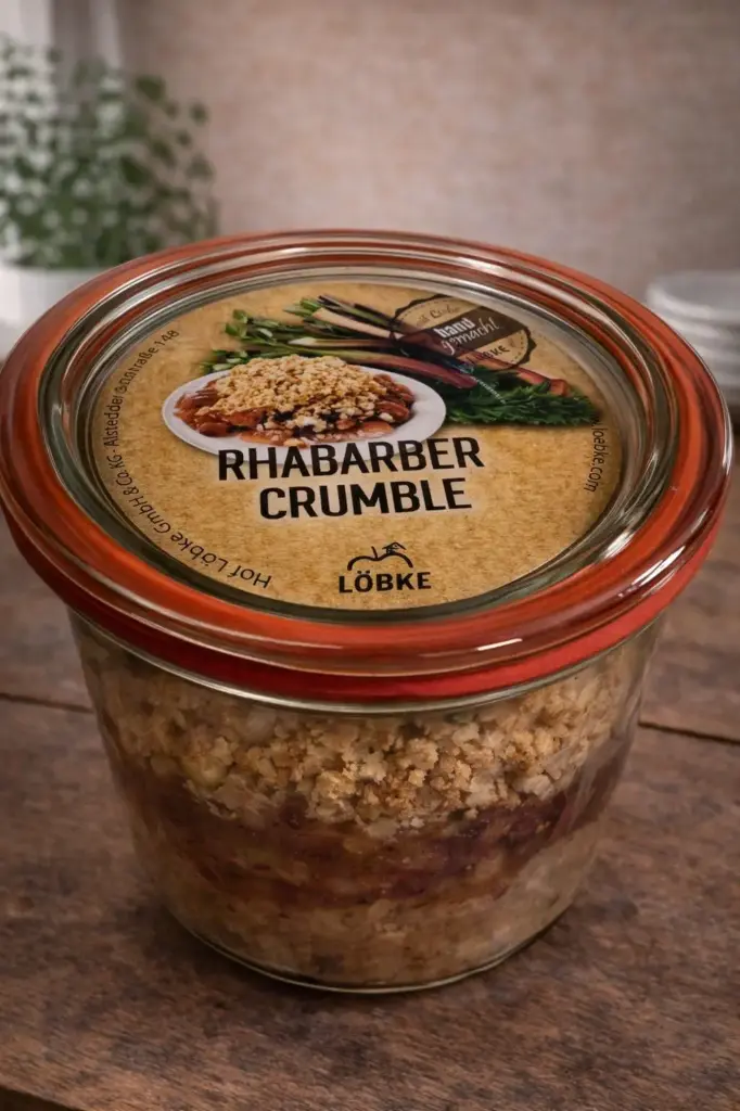 Rhabarber-Crumble 370ml Sturz-Weckglas von Löbke