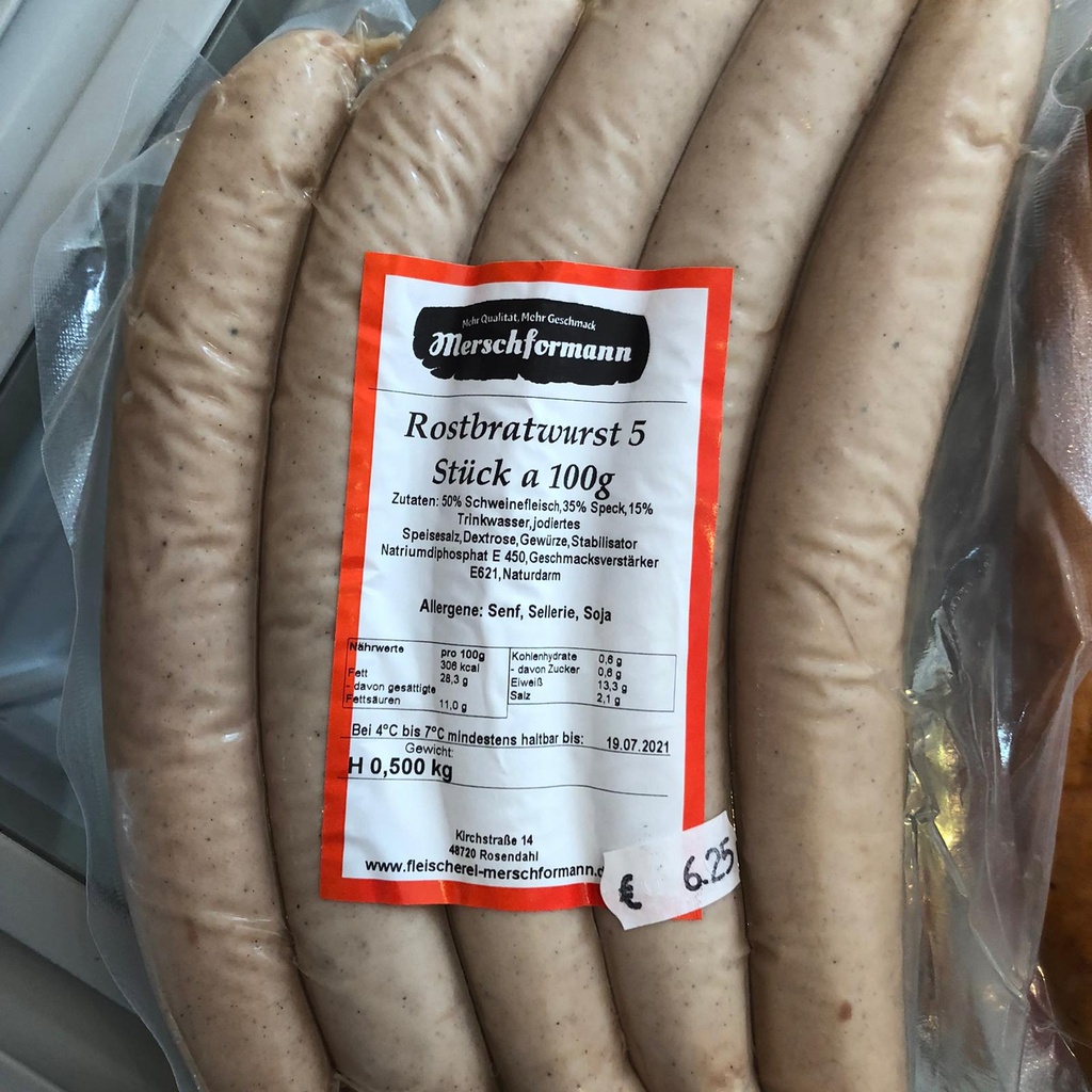 Rostbratwurst 5 Stück von Merschformann 