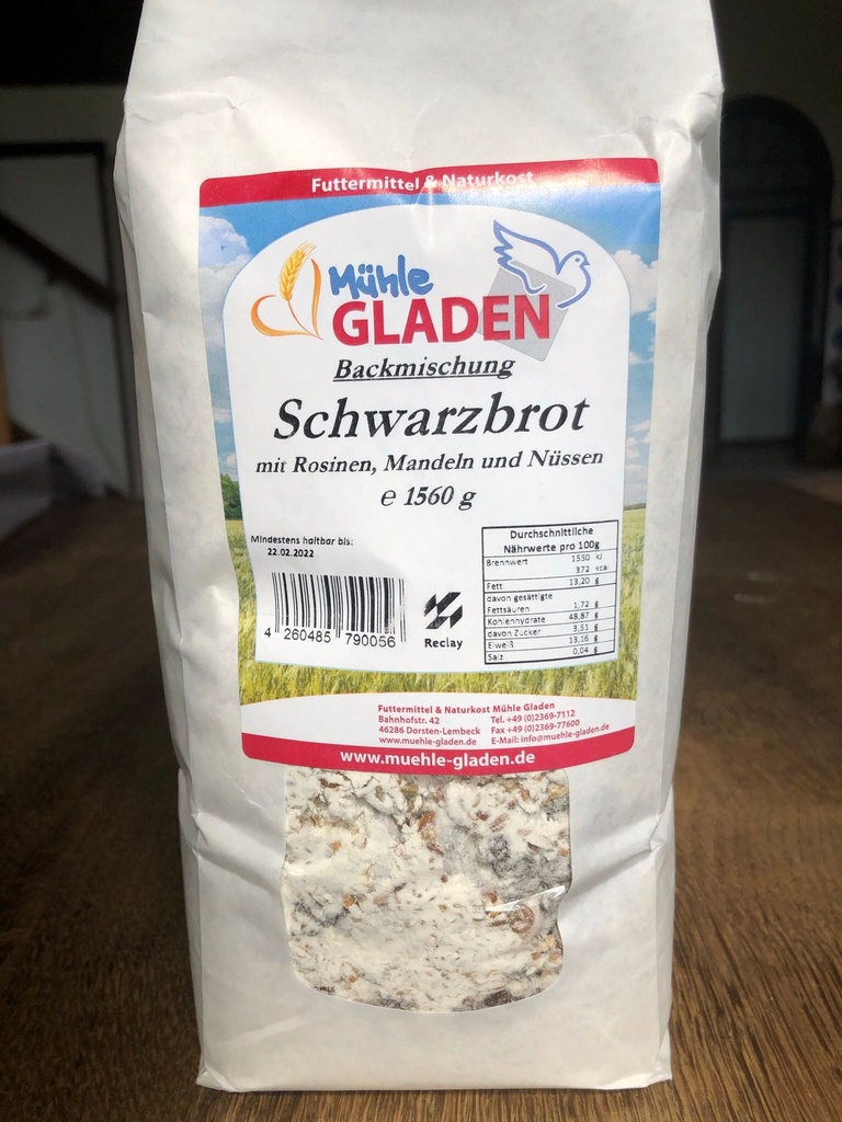 Schwarzbrot mit Nüssen, Mandeln & Rosinen - Backmischung 1560g
