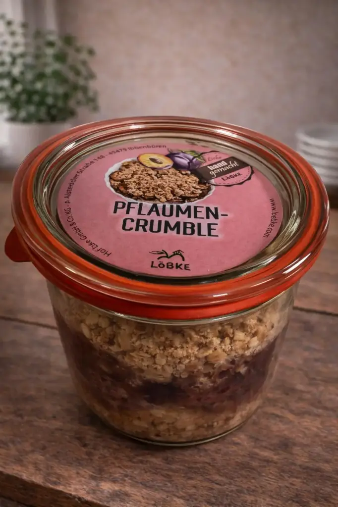Pflaumen-Crumble 370ml Sturz-Weckglas von Löbke 