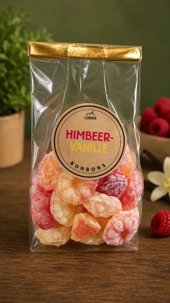 Bonbons Himbeer-Vanille 100g Tüte von Löbke