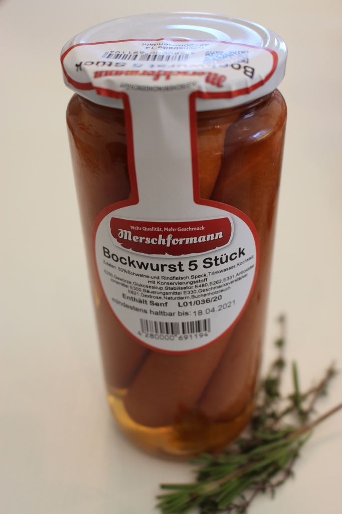 Bockwurst 5 Stück á 50g im Glas