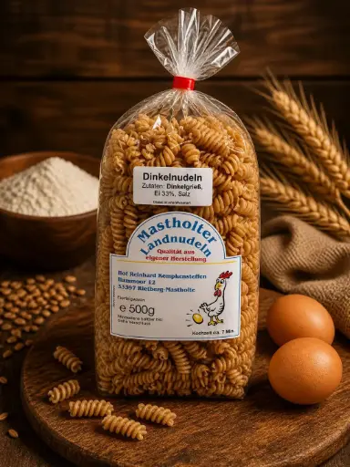 Dinkel Spirelli Nudeln 500g von Mastholter Landnudeln