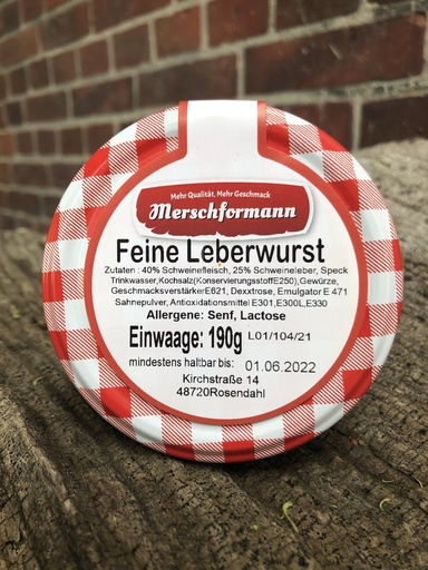 Feine Leberwurst im Glas 190g von Merschformann 