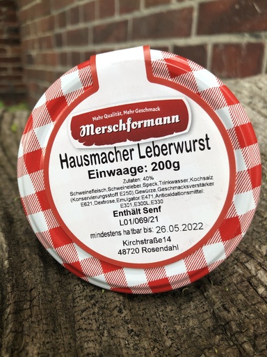 Hausmacher Leberwurst 200g von Merschformann im Glas 