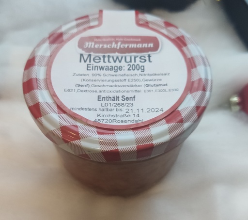 Mettwurst 200g von Merschformann im Glas 