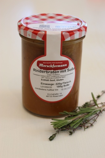 Rinderbraten mit Soße 400g von Merschformann im Glas 