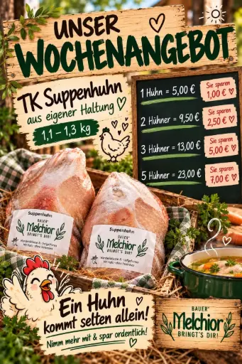 TK 1x Suppenhuhn aus eigener Haltung ca. 1,1-1,3kg 