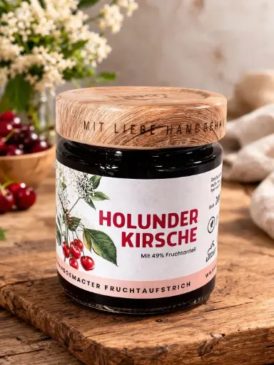 Holunder Kirsch Fruchtaufstrich 200g von Löbke 