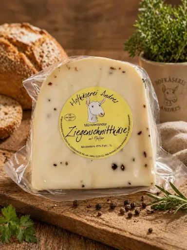 Ziegenschnittkäse mit Pfeffer 